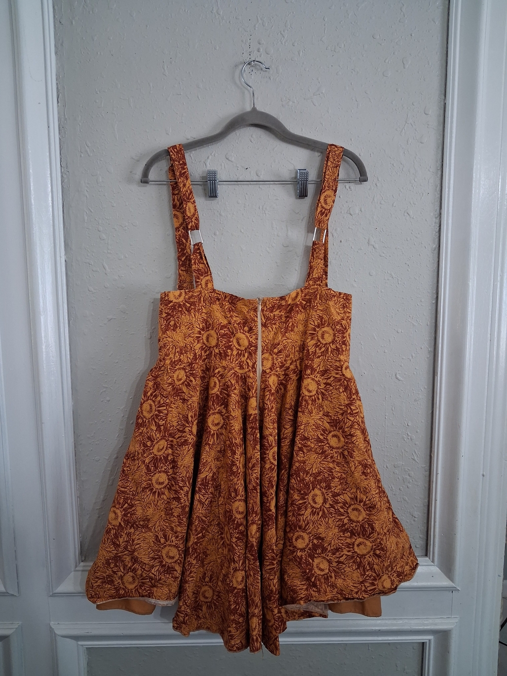 Unique sunflower golden mustard overall jumper skirt dress fall plus size xl 1x